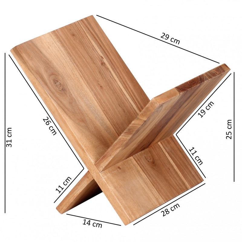 Zeitungsständer MUMBAI Akazie Massivholz X-Form Landhaus 31cm