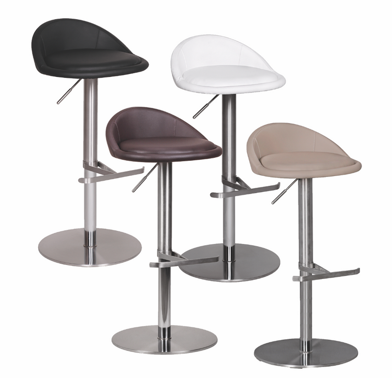 Barhocker WL1.602 höhenverstellbar Edelstahl Braun Drehbar Modern