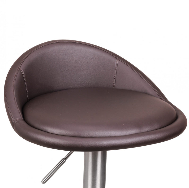 Barhocker WL1.602 höhenverstellbar Edelstahl Braun Drehbar Modern