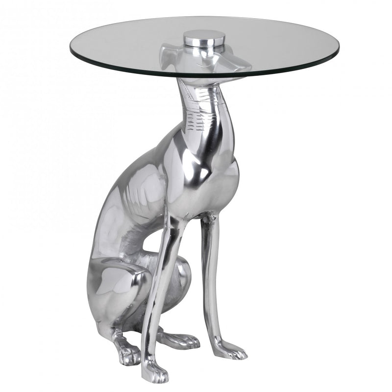 Beistelltisch DOG Aluminium Silber Design Deko