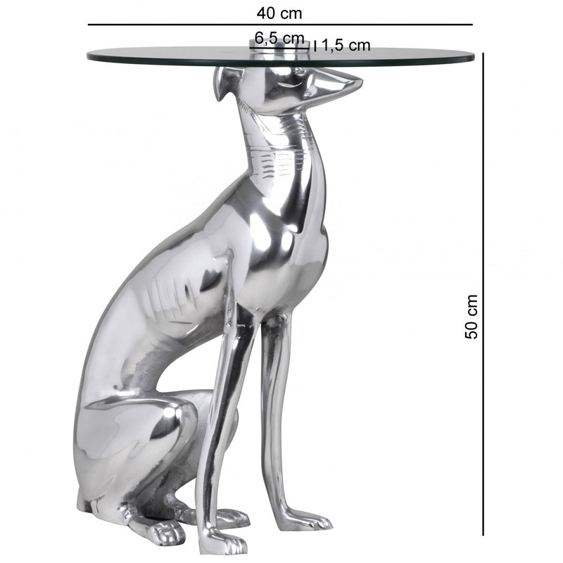 Beistelltisch DOG Aluminium Silber Design Deko