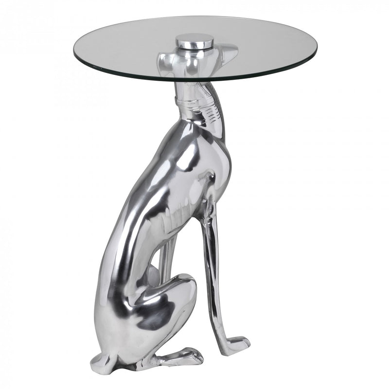Beistelltisch DOG Aluminium Silber Design Deko