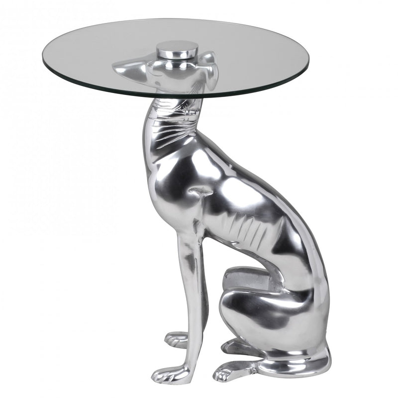 Beistelltisch DOG Aluminium Silber Design Deko
