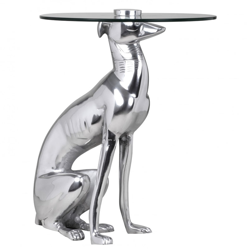 Beistelltisch DOG Aluminium Silber Design Deko