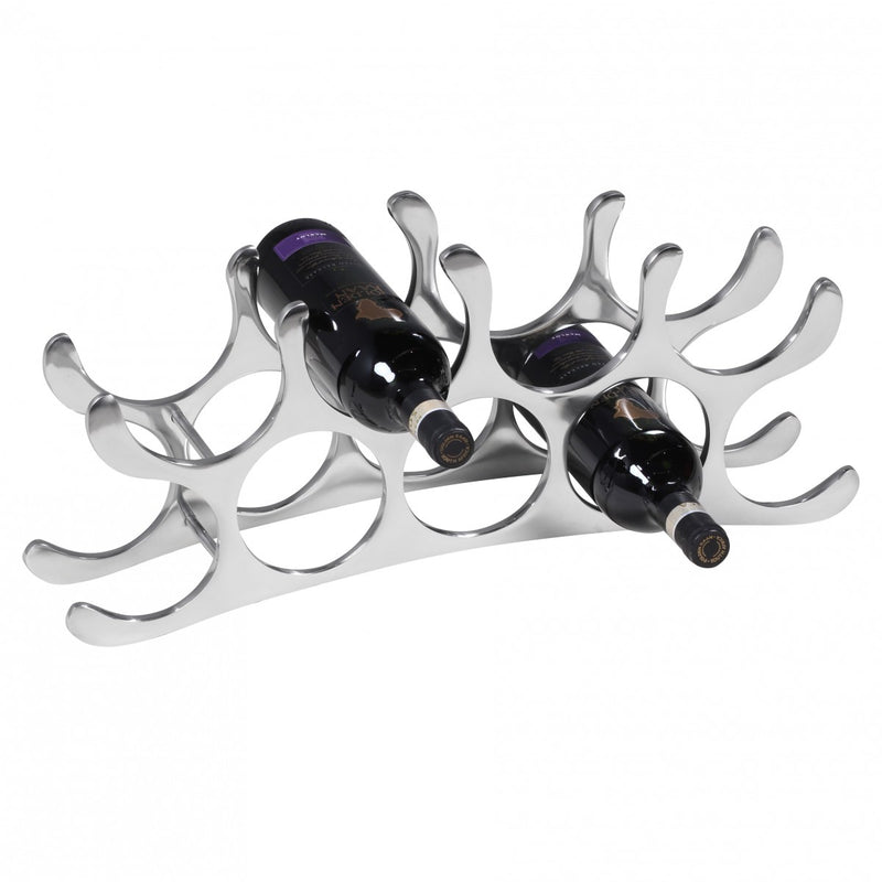 Weinregal Aluminium 9 Flaschen Silber 55x20x12cm modern Küche Deko