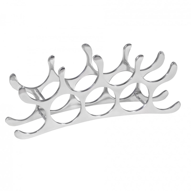 Weinregal Aluminium 9 Flaschen Silber 55x20x12cm modern Küche Deko