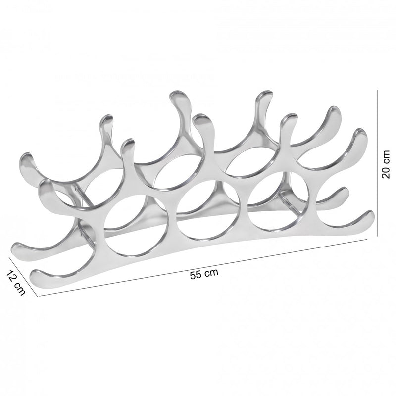Weinregal Aluminium 9 Flaschen Silber 55x20x12cm modern Küche Deko