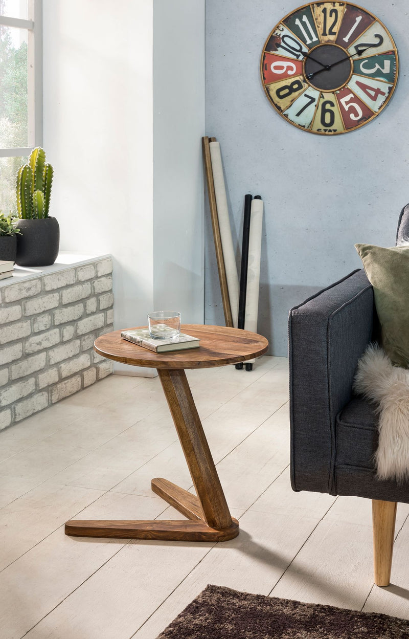 Beistelltisch BOHA Sheesham Massivholz rund 45x45cm Landhaus-Stil