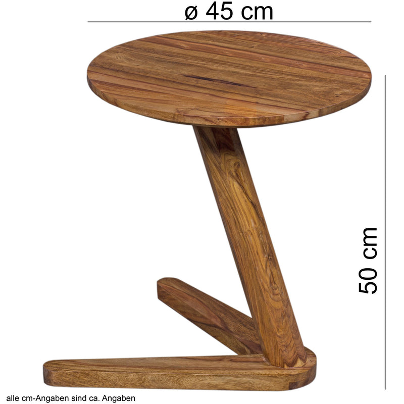 Beistelltisch BOHA Sheesham Massivholz rund 45x45cm Landhaus-Stil