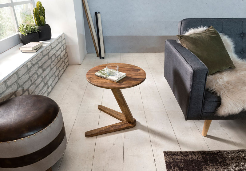 Beistelltisch BOHA Sheesham Massivholz rund 45x45cm Landhaus-Stil