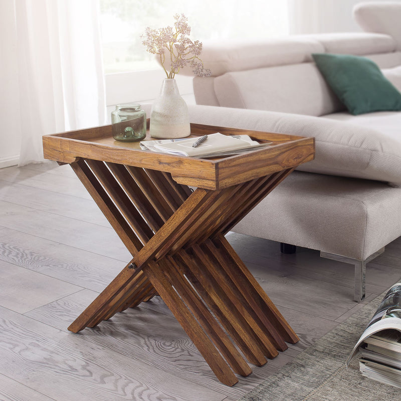 Beistelltisch Mumbai Sheesham Massivholz Klapptisch Landhausstil