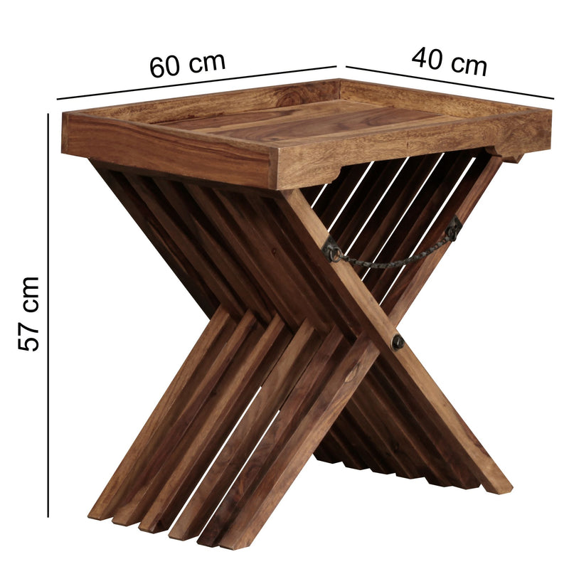 Beistelltisch Mumbai Sheesham Massivholz Klapptisch Landhausstil
