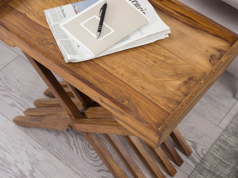 Beistelltisch Mumbai Sheesham Massivholz Klapptisch Landhausstil