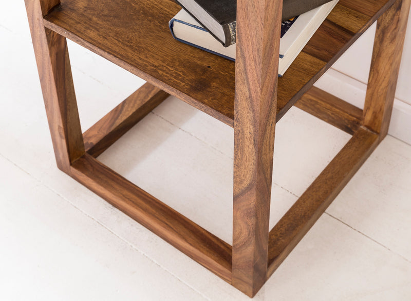 Beistelltisch MUMBAI Sheesham Massivholz mit Schublade 35x35x90 cm