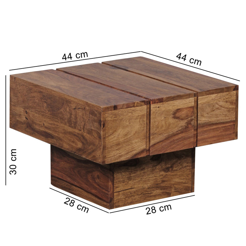 Beistelltisch Sheesham Massivholz 44x44x30cm Landhaus Cube quadratisch