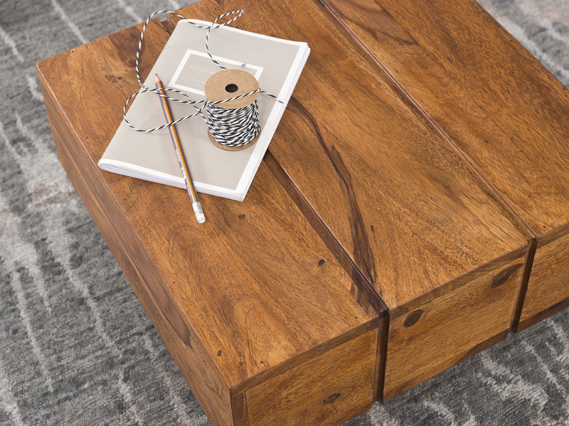 Beistelltisch Sheesham Massivholz 44x44x30cm Landhaus Cube quadratisch