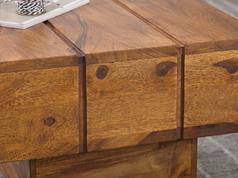 Beistelltisch Sheesham Massivholz 44x44x30cm Landhaus Cube quadratisch