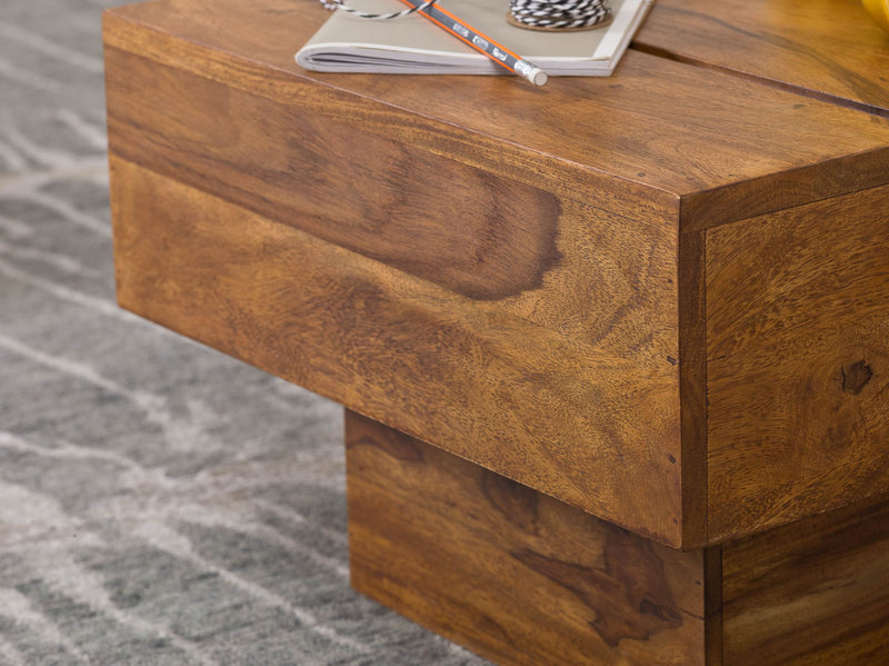 Beistelltisch Sheesham Massivholz 44x44x30cm Landhaus Cube quadratisch