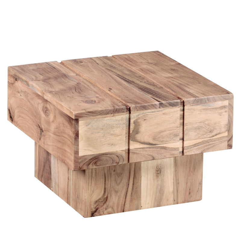 Beistelltisch Akazie Massivholz 44x44x30cm Landhaus Cube quadratisch