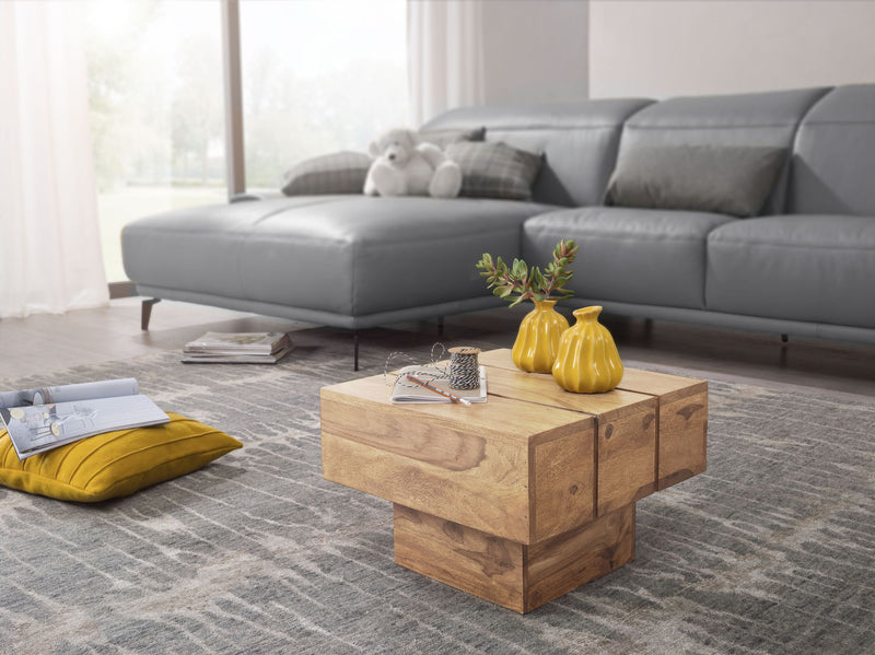 Beistelltisch Akazie Massivholz 44x44x30cm Landhaus Cube quadratisch