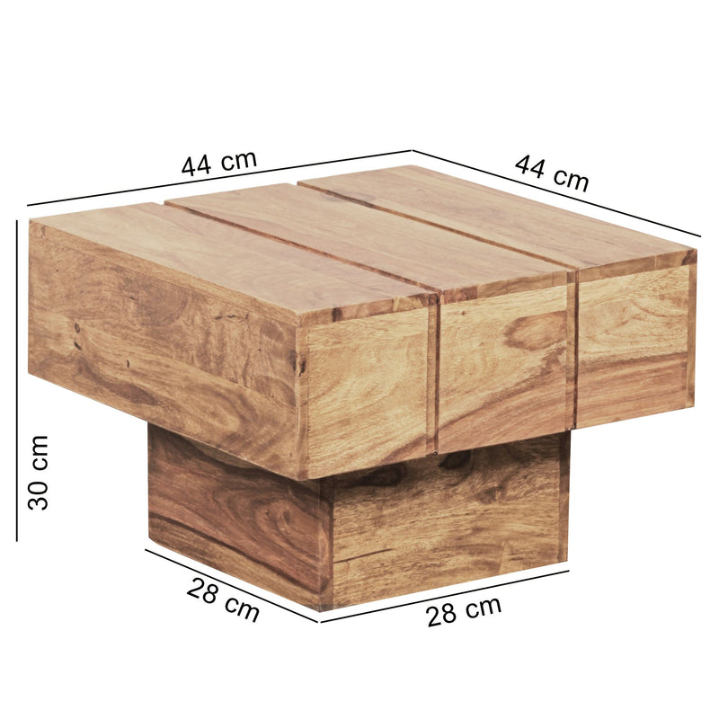 Beistelltisch Akazie Massivholz 44x44x30cm Landhaus Cube quadratisch