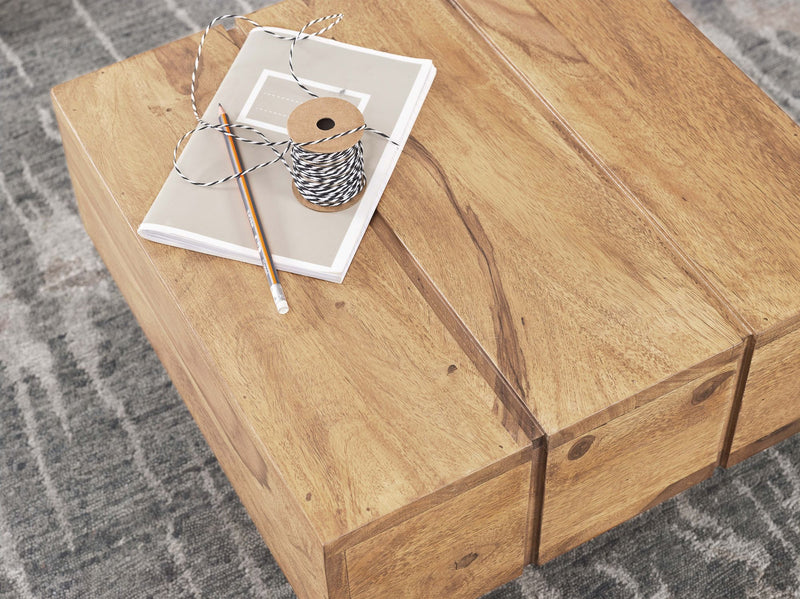 Beistelltisch Akazie Massivholz 44x44x30cm Landhaus Cube quadratisch