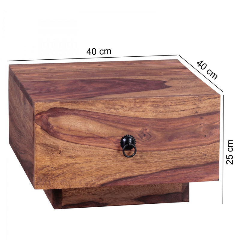 Nachttisch MUMBAI Sheesham Massivholz 40x40x25cm mit Schublade Modern