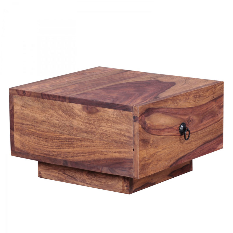 Nachttisch MUMBAI Sheesham Massivholz 40x40x25cm mit Schublade Modern