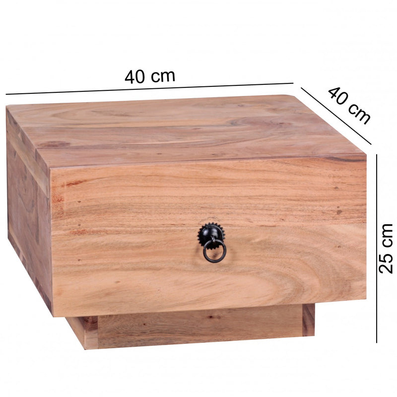 Nachttisch MUMBAI Akazie Massivholz 40x40x25cm mit Schublade Modern