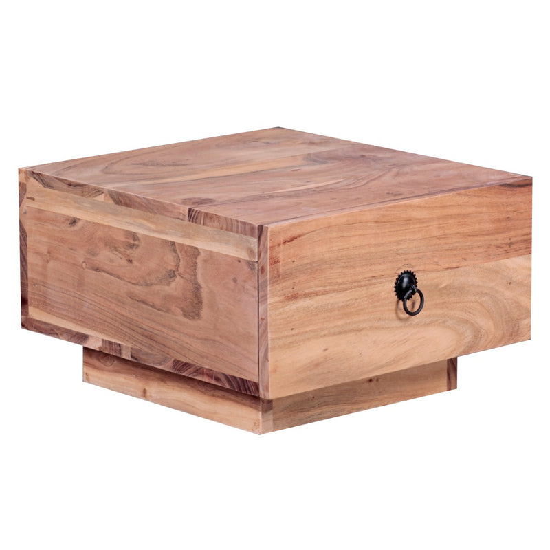 Nachttisch MUMBAI Akazie Massivholz 40x40x25cm mit Schublade Modern