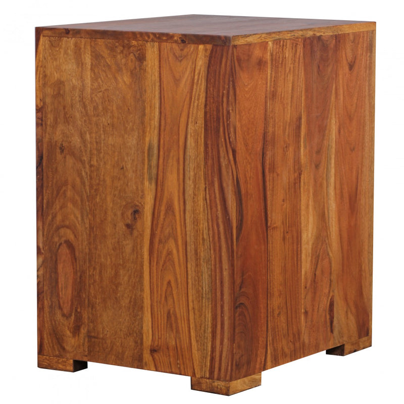 Nachttisch MUMBAI Sheesham Massivholz 60cm mit Schublade & Tür