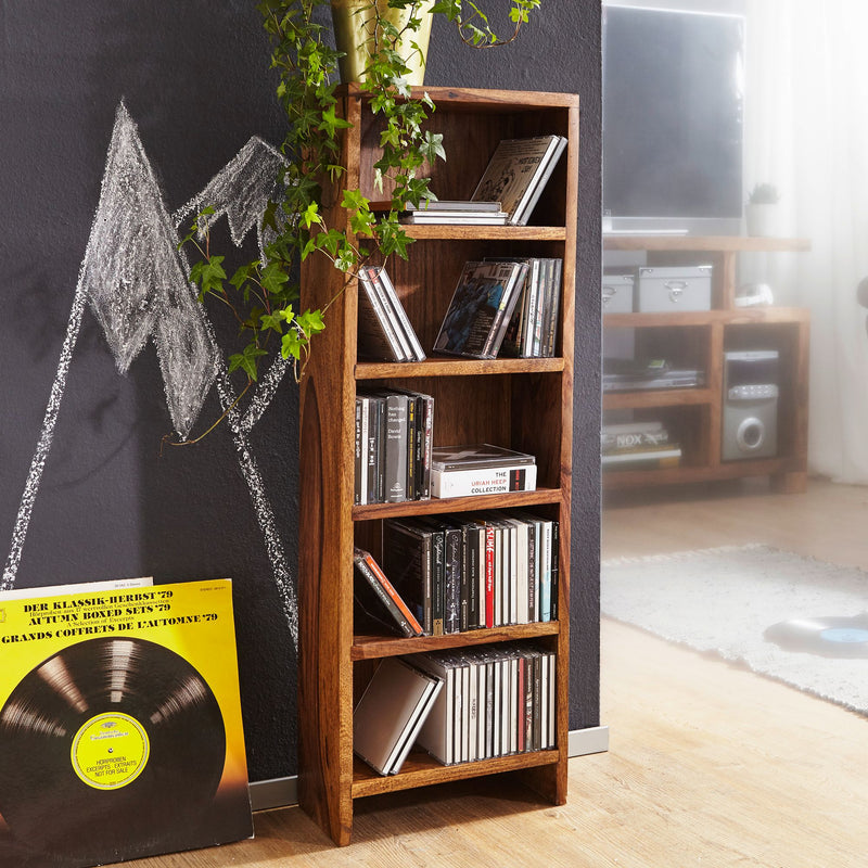 Regal Mumbai 90cm Sheesham Massivholz 5 Fächer Landhausstil natur