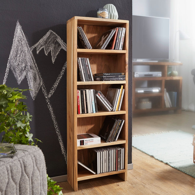 Regal MUMBAI 90cm Akazie Massivholz 5 Fächer Landhausstil natur
