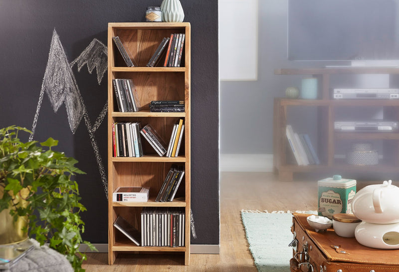 Regal MUMBAI 90cm Akazie Massivholz 5 Fächer Landhausstil natur