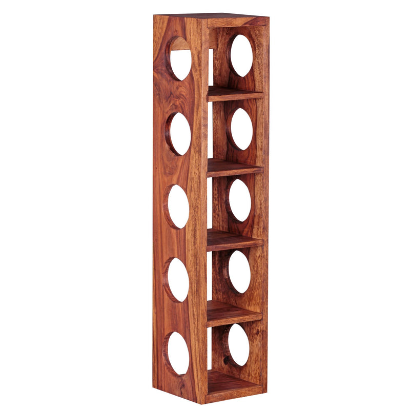 Weinregal Mumbai Sheesham Holz Wandmontage 5 Flaschen 70cm Ablage