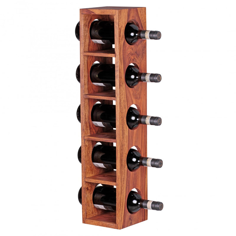Weinregal Mumbai Sheesham Holz Wandmontage 5 Flaschen 70cm Ablage