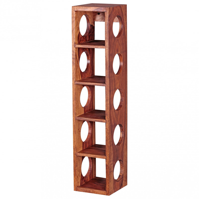 Weinregal Mumbai Sheesham Holz Wandmontage 5 Flaschen 70cm Ablage