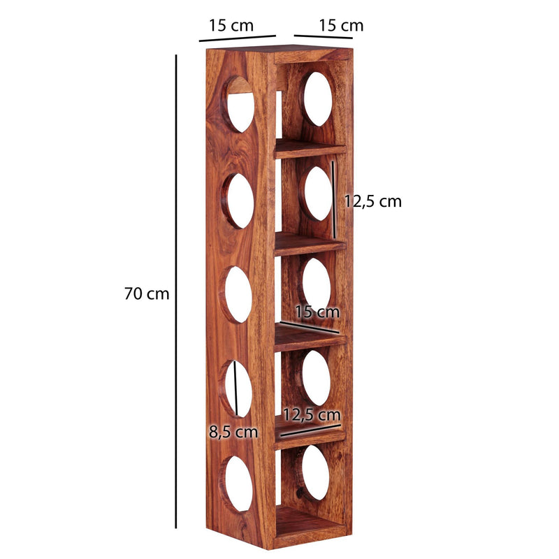 Weinregal Mumbai Sheesham Holz Wandmontage 5 Flaschen 70cm Ablage