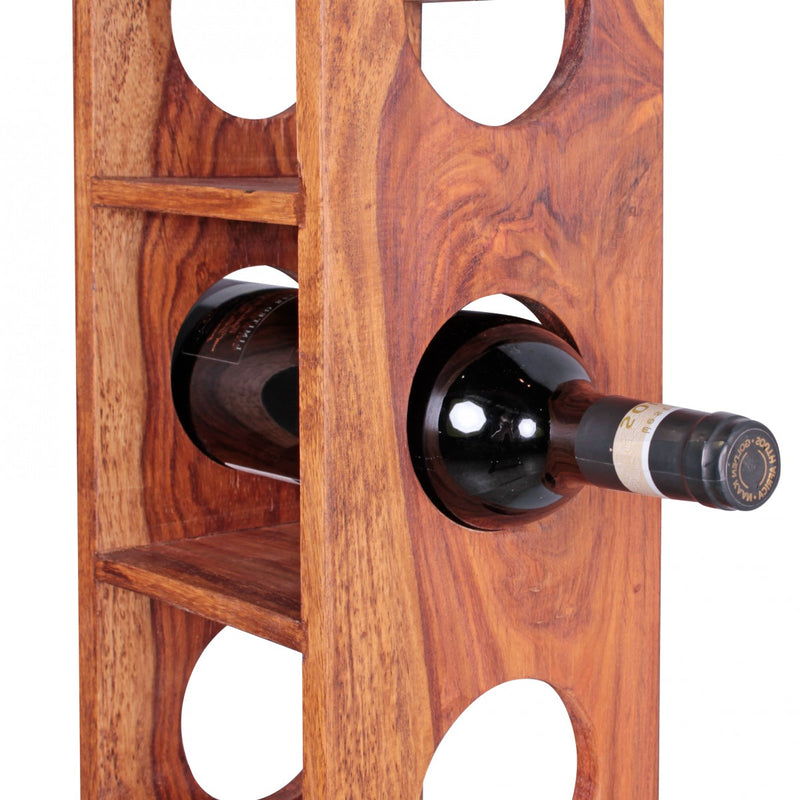 Weinregal Mumbai Sheesham Holz Wandmontage 5 Flaschen 70cm Ablage