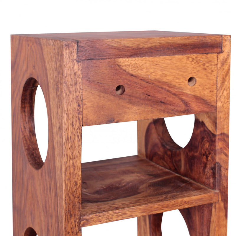 Weinregal Mumbai Sheesham Holz Wandmontage 5 Flaschen 70cm Ablage