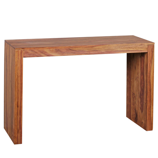 Konsolentisch Sheesham Massivholz 115x40x75cm Modern mit massiven Holzbeinen und glatter Tischplatte in Gesamtansicht.