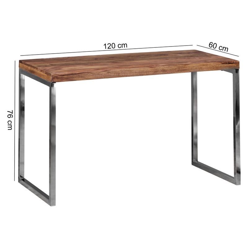 Schreibtisch GUNA 120x60cm Sheesham Massivholz Metallbeine Landhausstil