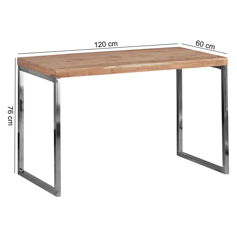 Schreibtisch GUNA 120x60cm Akazie Massivholz Metallbeine Landhaus Braun