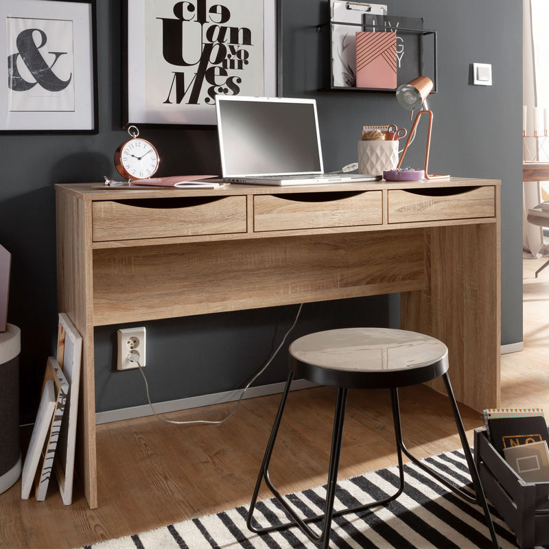 Schreibtisch MASSA 120cm Sonoma Eiche 3 Schubladen Stauraum Modern