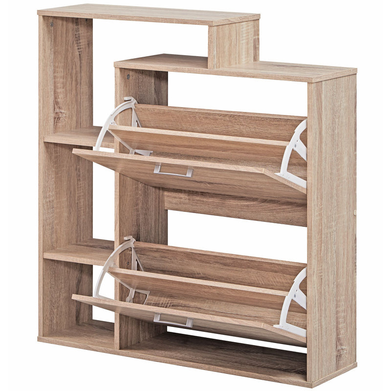 Schuhkipper MASSA 2 Fächer Sonoma Eiche Holz 12 Paar 85x24x93cm