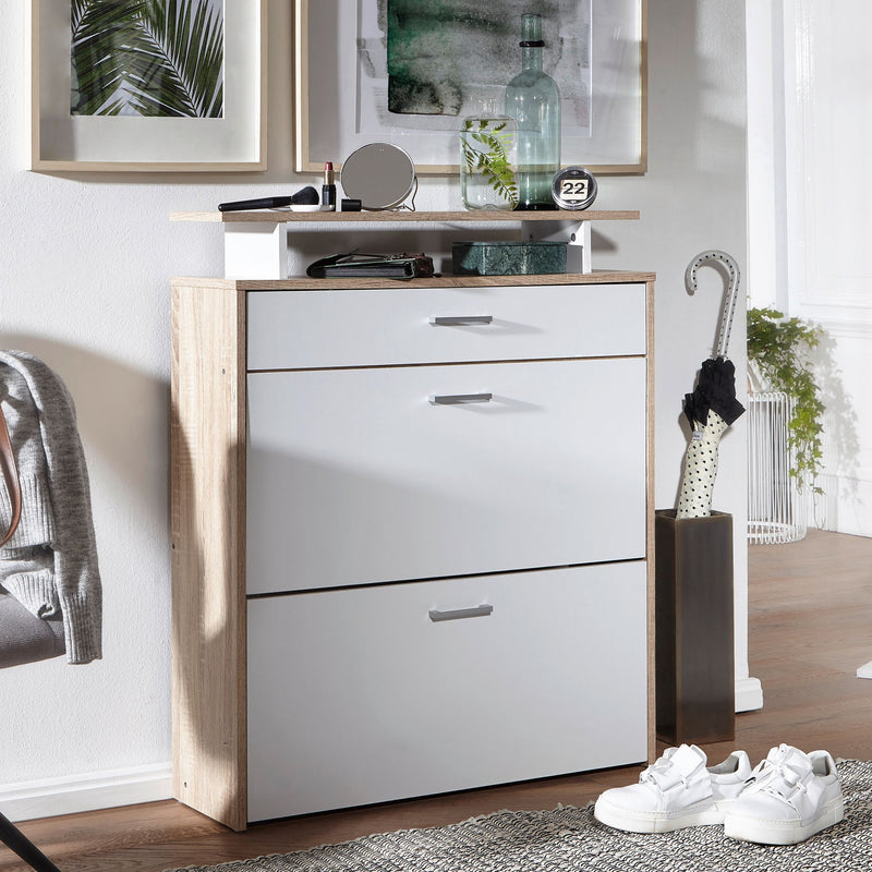 Schuhkipper Sonoma Eiche 80x95x24cm Modern mit Schublade Flurschrank