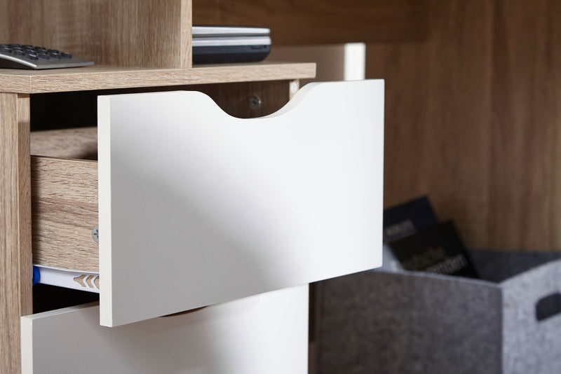 Schreibtisch MASSA 120x76x53cm 3 Schubladen Sonoma Weiß modern Jugendlich