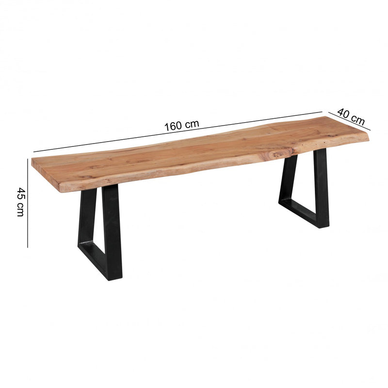 Esszimmerbank GAYA 160cm Massivholz Akazie Baumkante Landhausstil