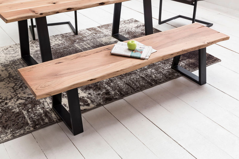 Esszimmerbank GAYA 160cm Massivholz Akazie Baumkante Landhausstil