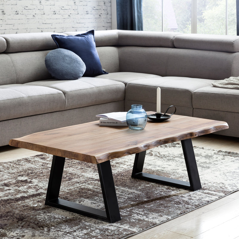 Couchtisch GAYA Massivholz Akazie Baumstamm 115x40x60cm Landhausstil
